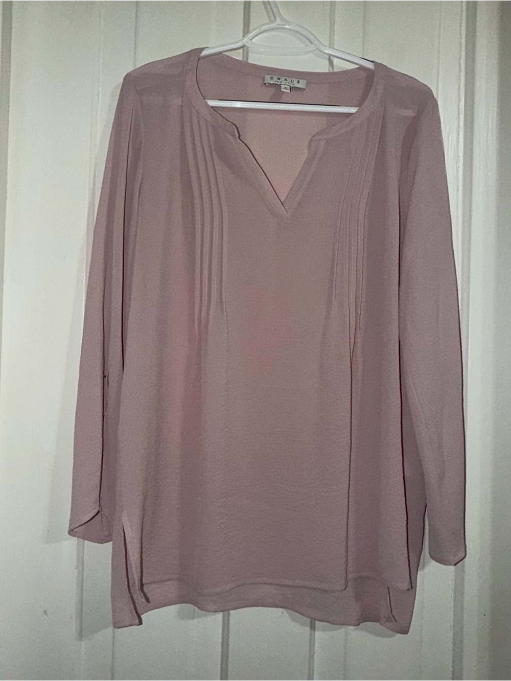 Women's size medium‎ shirt Charming Light Pink Long-Sleeve Blouse chaus